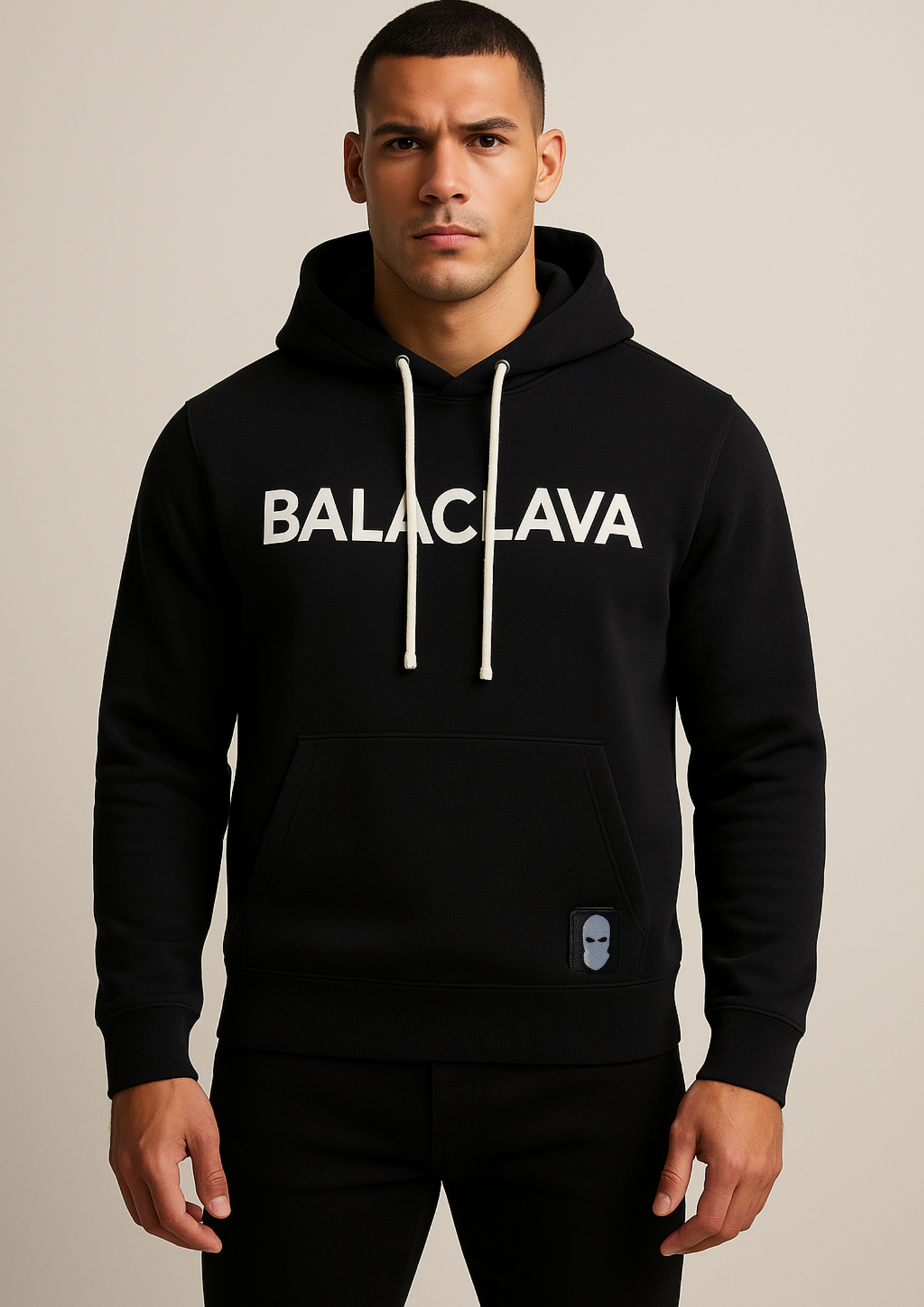 REGULAR FIT HOODIE BLACK/WHITE