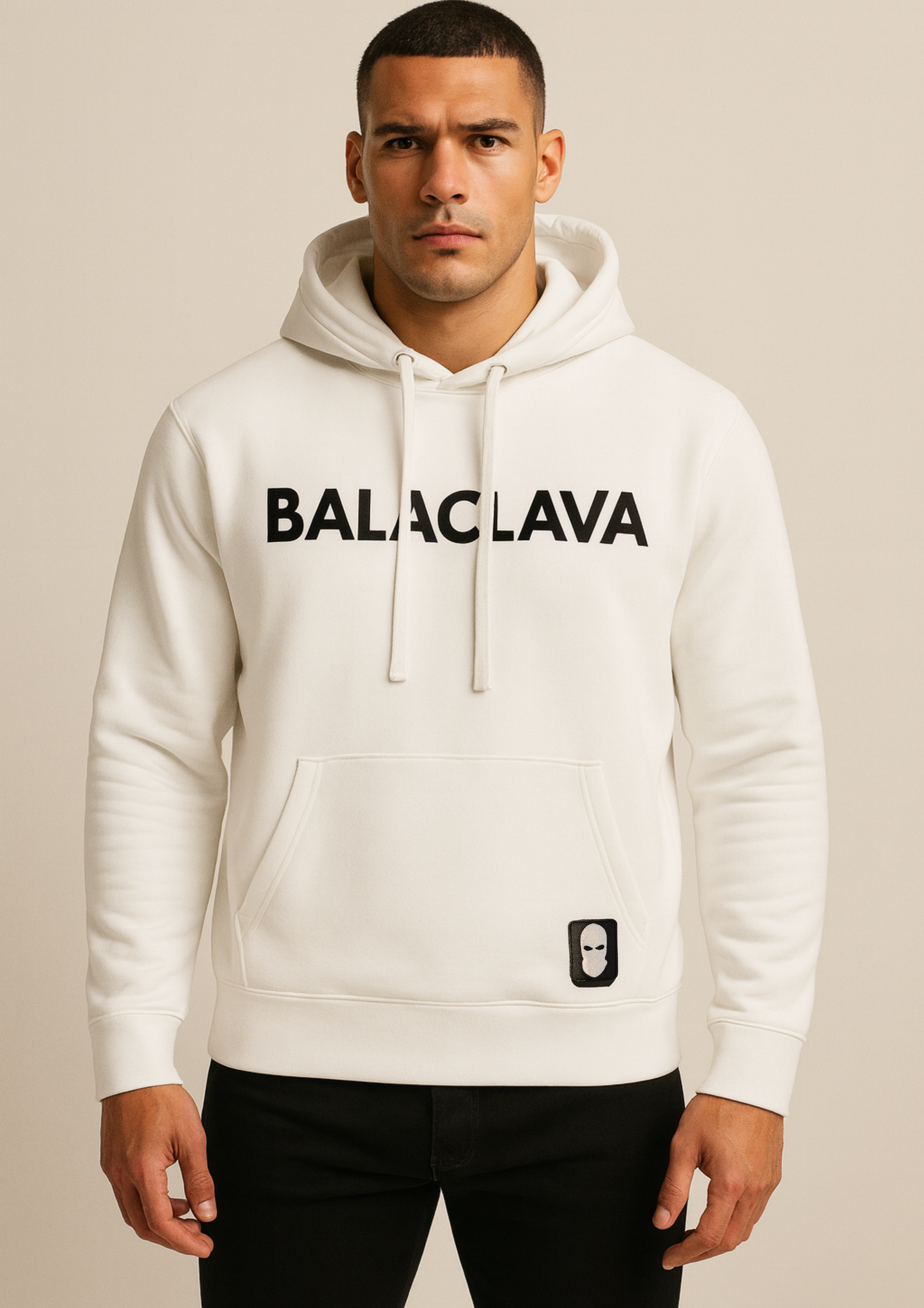 REGULAR FIT HOODIE WHITE/BLACK